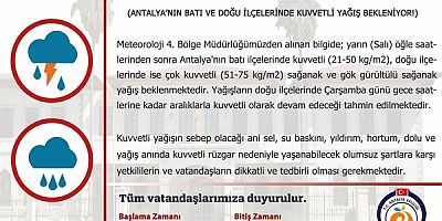 ANTALYA'DA SAĞANAK VE FIRTINA UYARISI: METEOROLOJİDEN SARI KOD!
