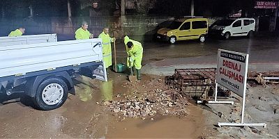 KEPEZ'DEN SU TAŞKINLARINA KARŞI GECE MESAİSİ